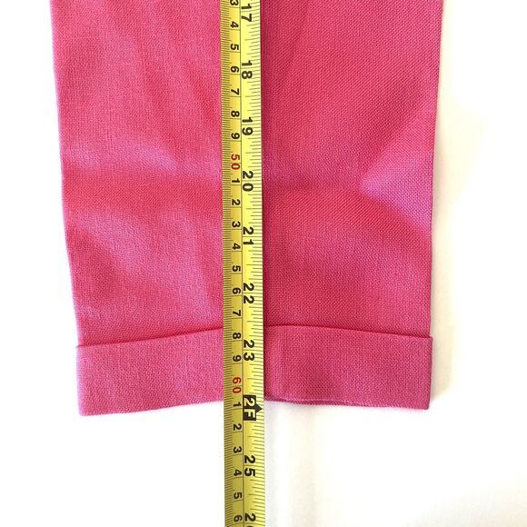 Diane Von Furstenberg Women Linen-Like Cropped Tapered Pants Trousers Pink - Picture 12 of 16